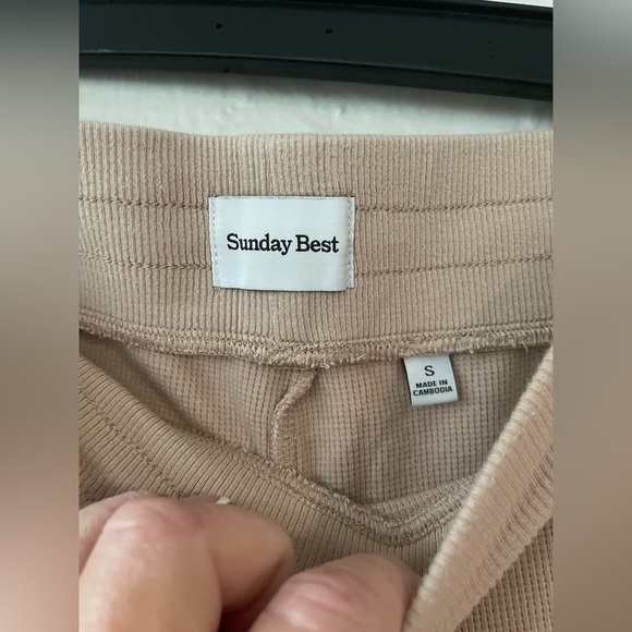 Aritzia Sunday Best Baby Waffle Knit Kick Flare Lounge Pant Deep Cream; size S - Picture 3 of 6